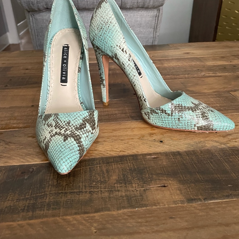 SOLD Alice + Olivia snakeskin heels